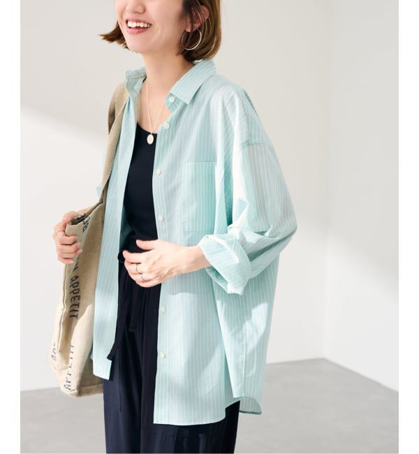 FRAMeWORK「シアーストライプレギュラーシャツ」|シャツ・ブラウス|グリーン