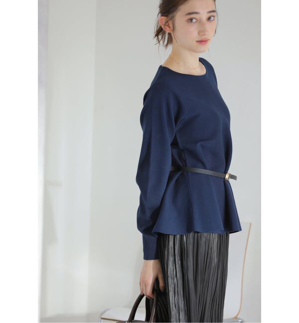  「【洗える】ウォッシャブルペプラムニットプルオーバー」|ニット・セーター|