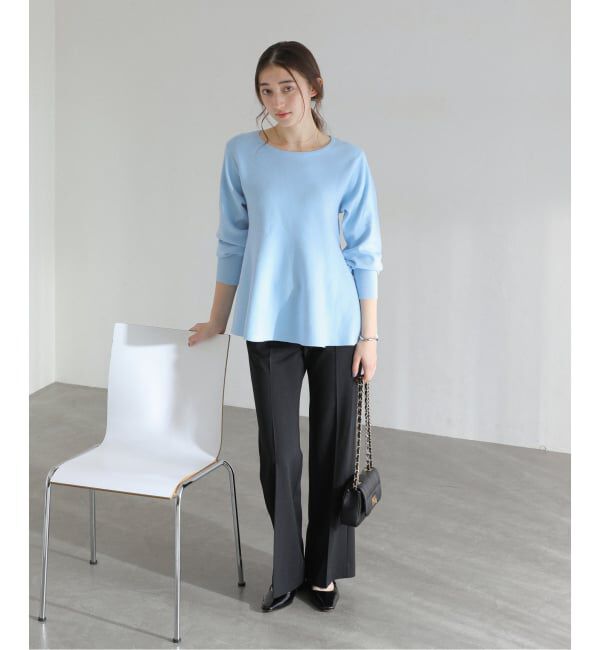  「【洗える】ウォッシャブルペプラムニットプルオーバー」|ニット・セーター|