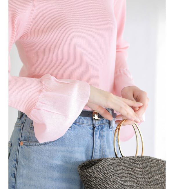  「【洗える】フリルスリーブニット」|ニット・セーター|