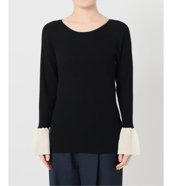  「【洗える】フリルスリーブニット」|ニット・セーター|