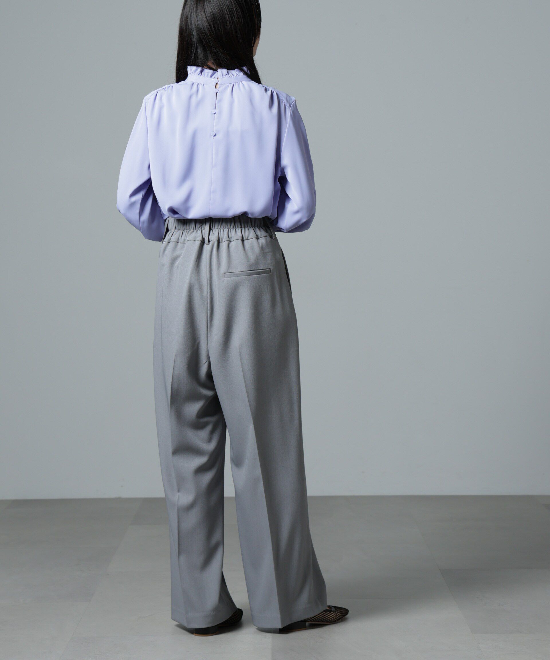 nano･universe「2wayスタンドカラーギャザーブラウス」|シャツ・ブラウス|