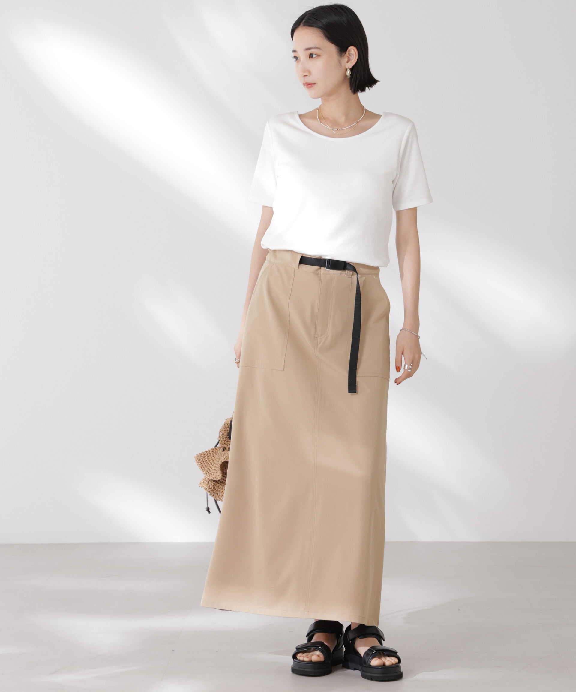 nano･universe「抗菌防臭・接触冷感機能 カップ付きクルーネックトップス」|Tシャツ・カットソー|