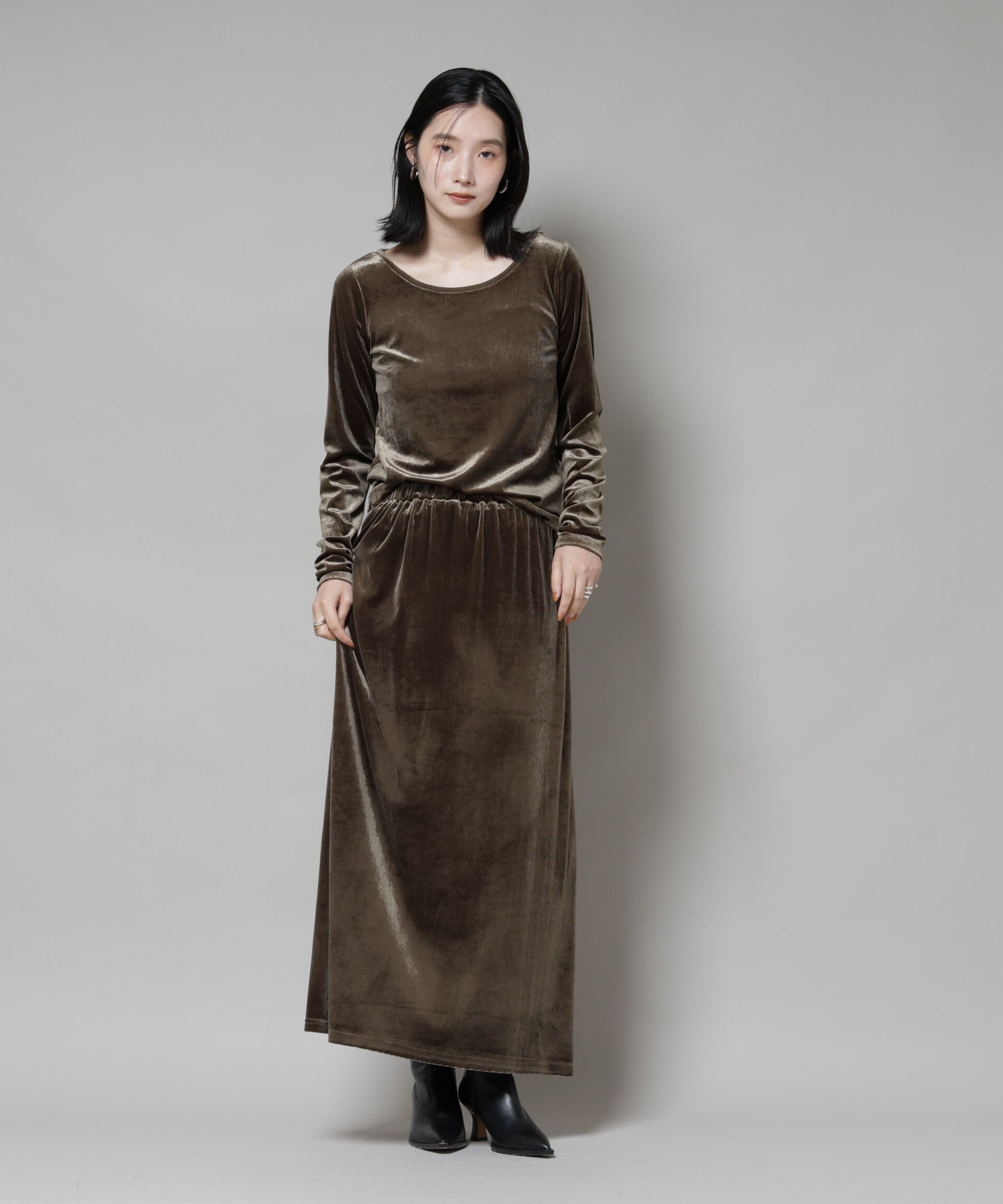 nano･universe「ベロアカットナロースカート(セットアップ可)」|スカート|