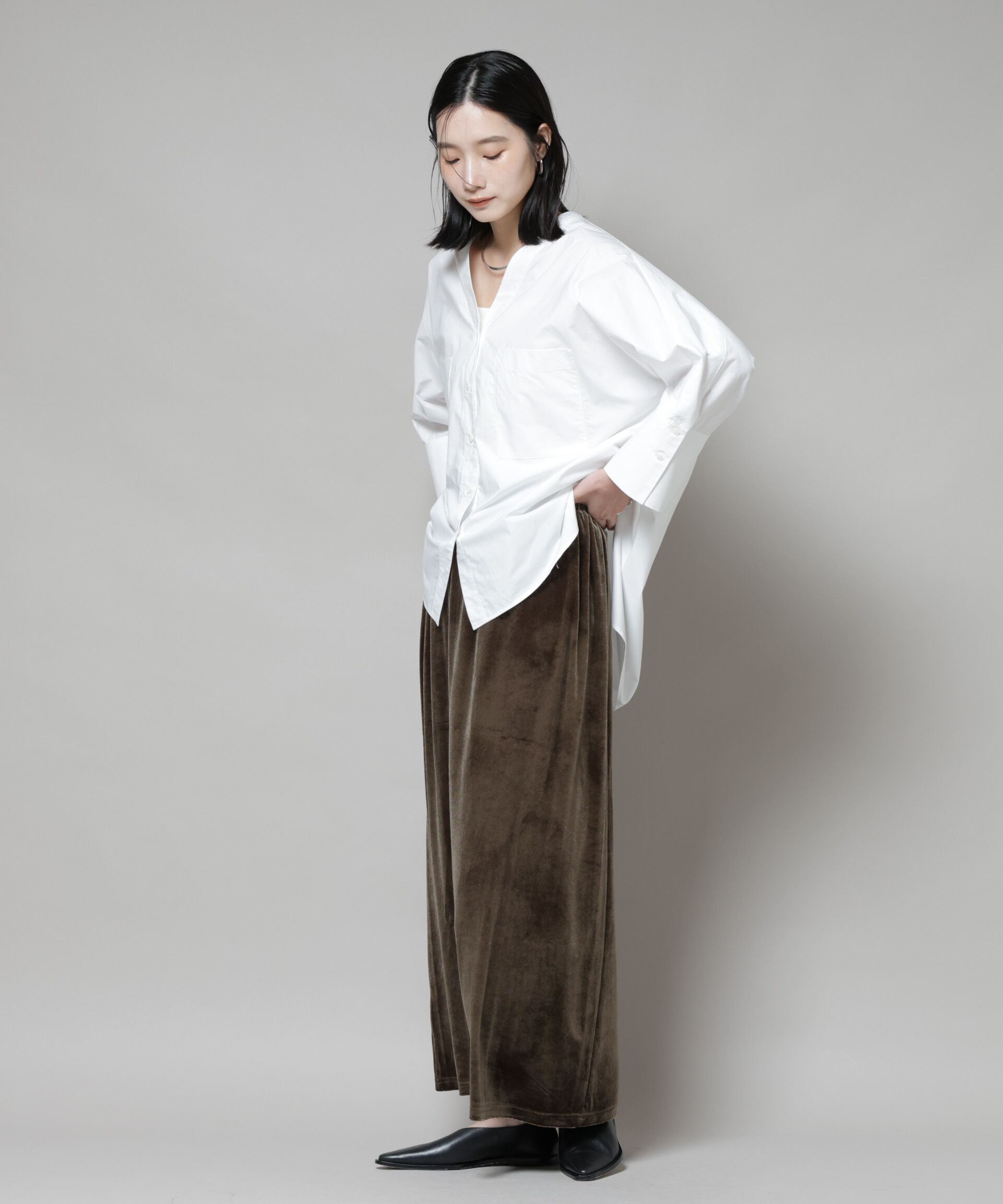 nano･universe「ベロアカットナロースカート(セットアップ可)」|スカート|