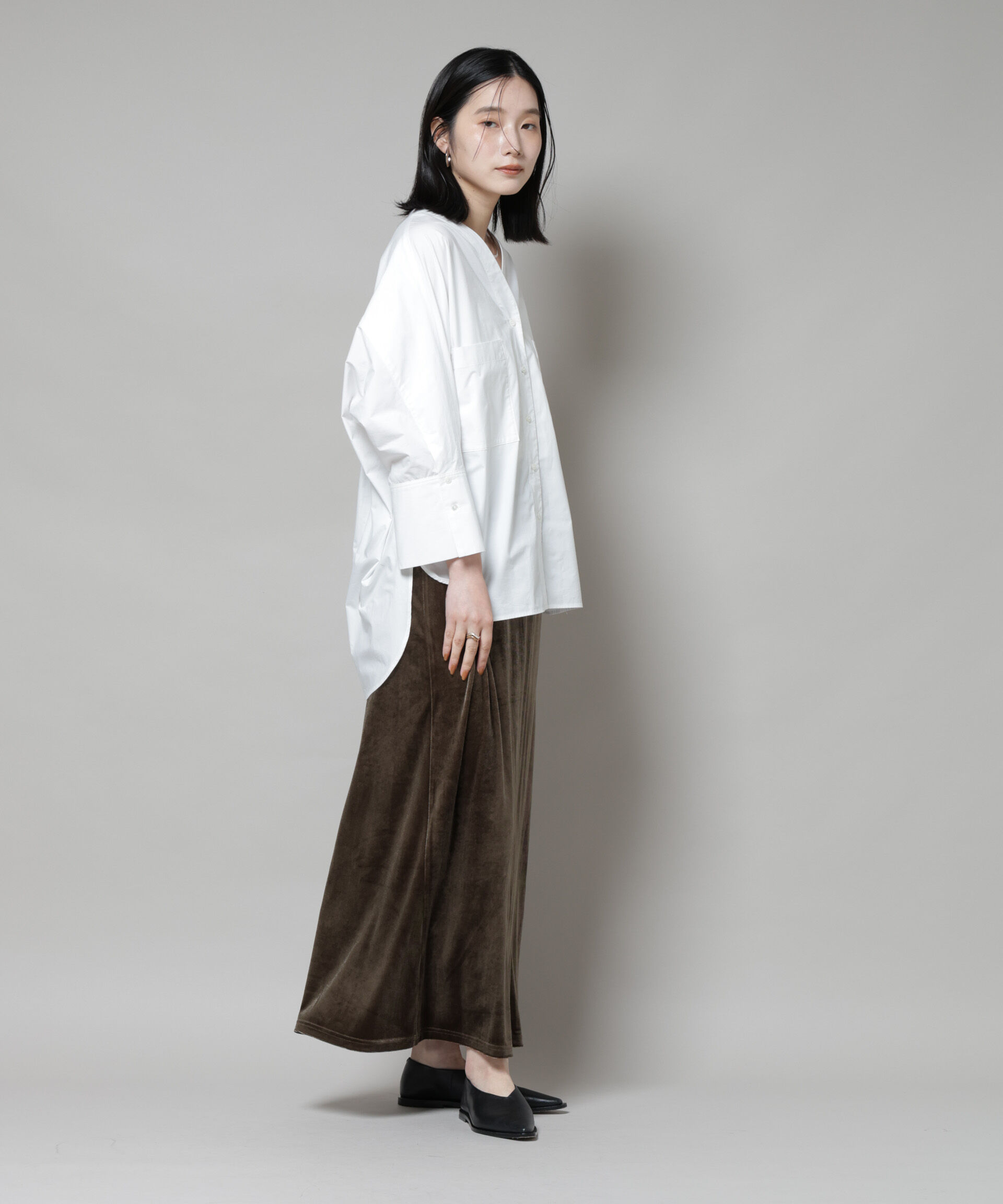 nano･universe「ベロアカットナロースカート(セットアップ可)」|スカート|