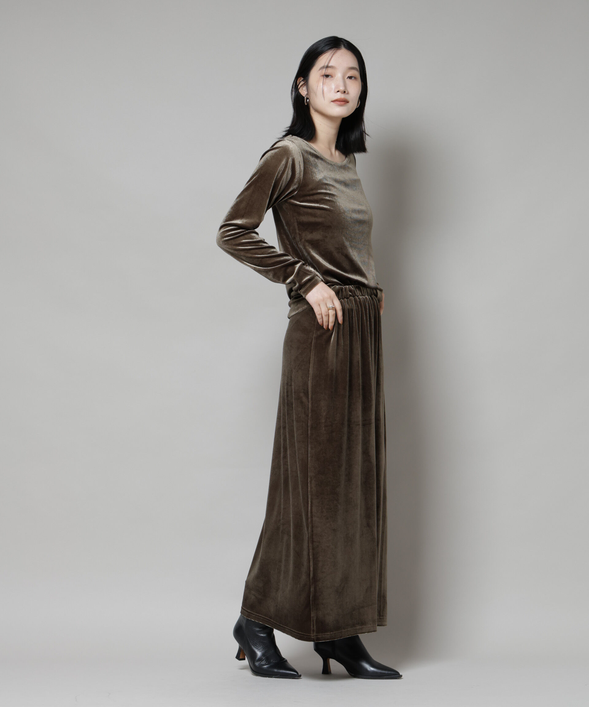 nano･universe「ベロアカットナロースカート(セットアップ可)」|スカート|