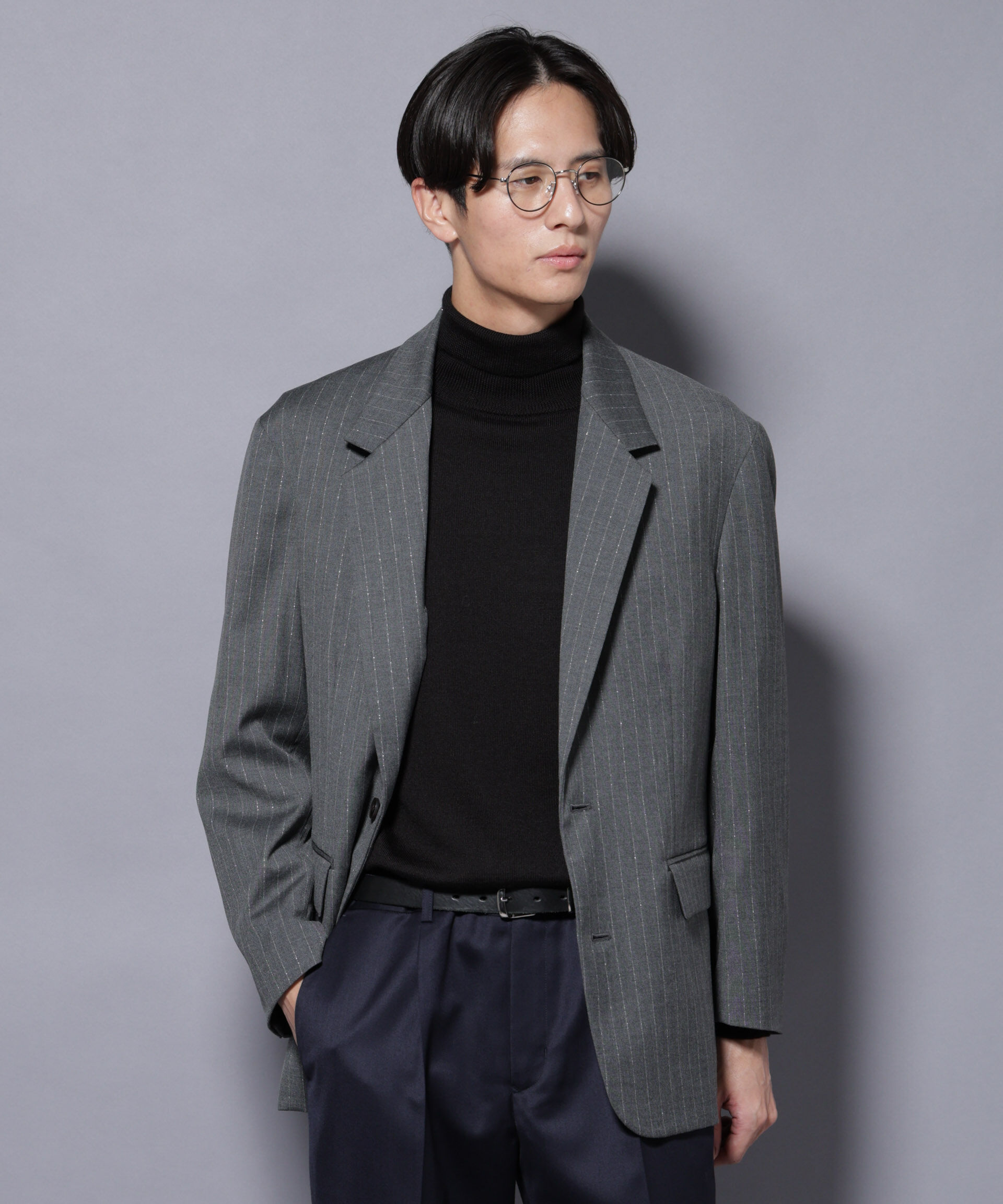 nano･universe「DELEGANTEｴｱﾘｰｻｷｿﾆｰ ｸﾞﾘｯﾀｰｽﾄﾗｲﾌﾟﾃｰﾗｰﾄﾞｼﾞｬ」|テーラードジャケット|