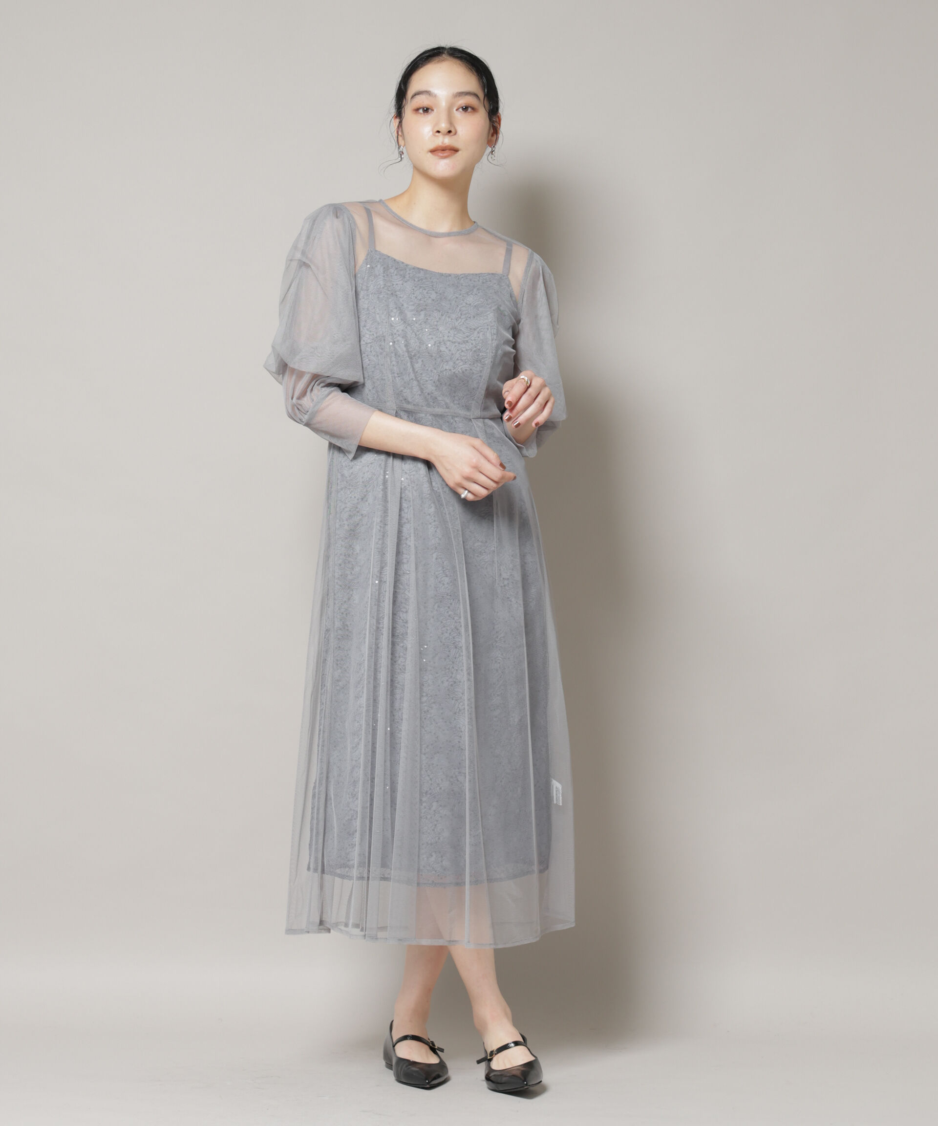 nano･universe「kaene/シアーエプロンレースキャミドレス」|ワンピース|