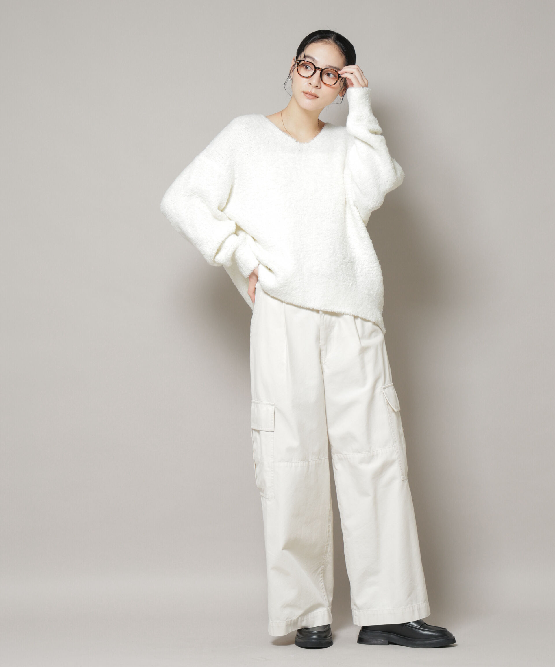 nano･universe「ウールフェザーVネックニットプルオーバー」|ニット・セーター|