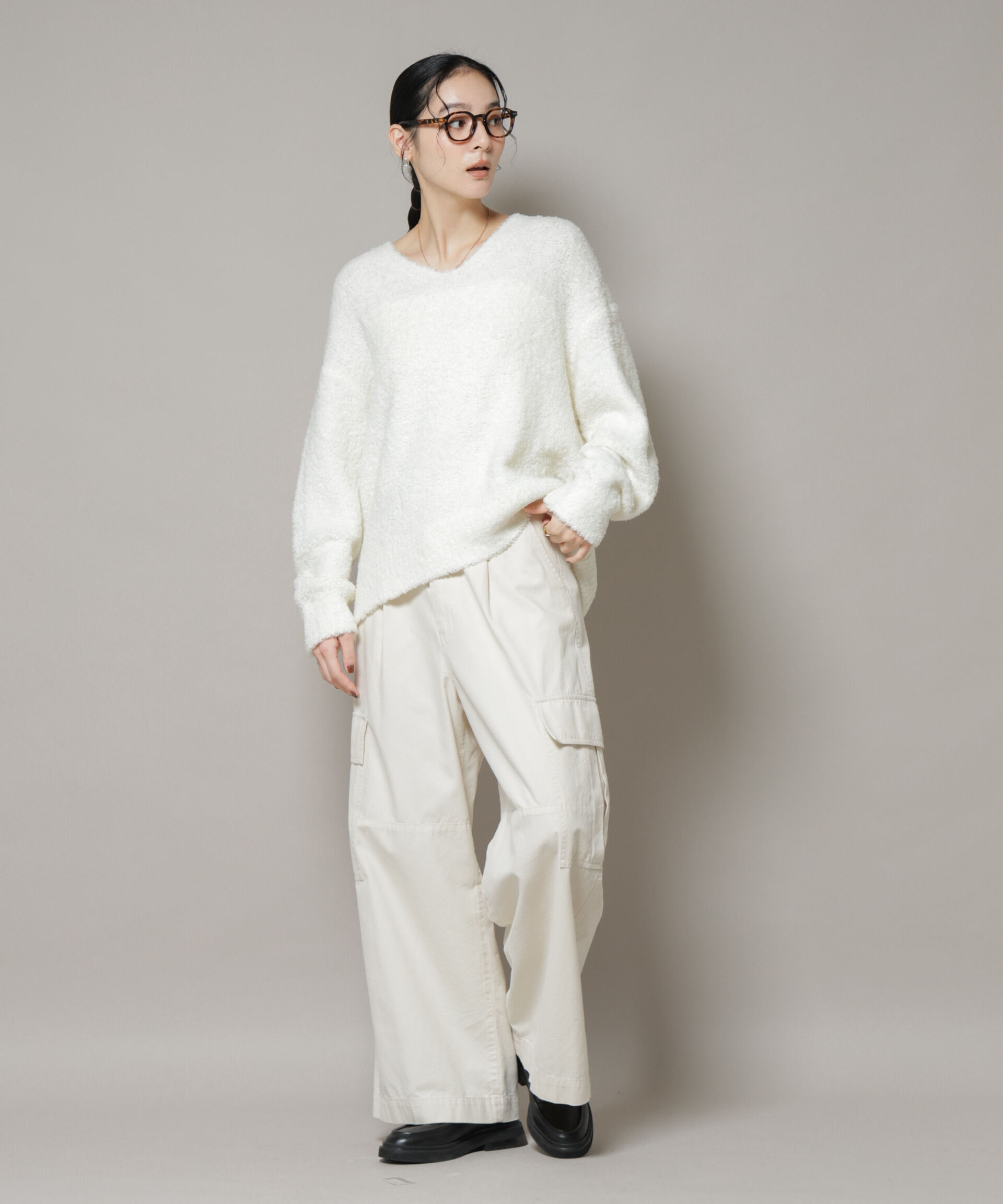 nano･universe「ウールフェザーVネックニットプルオーバー」|ニット・セーター|