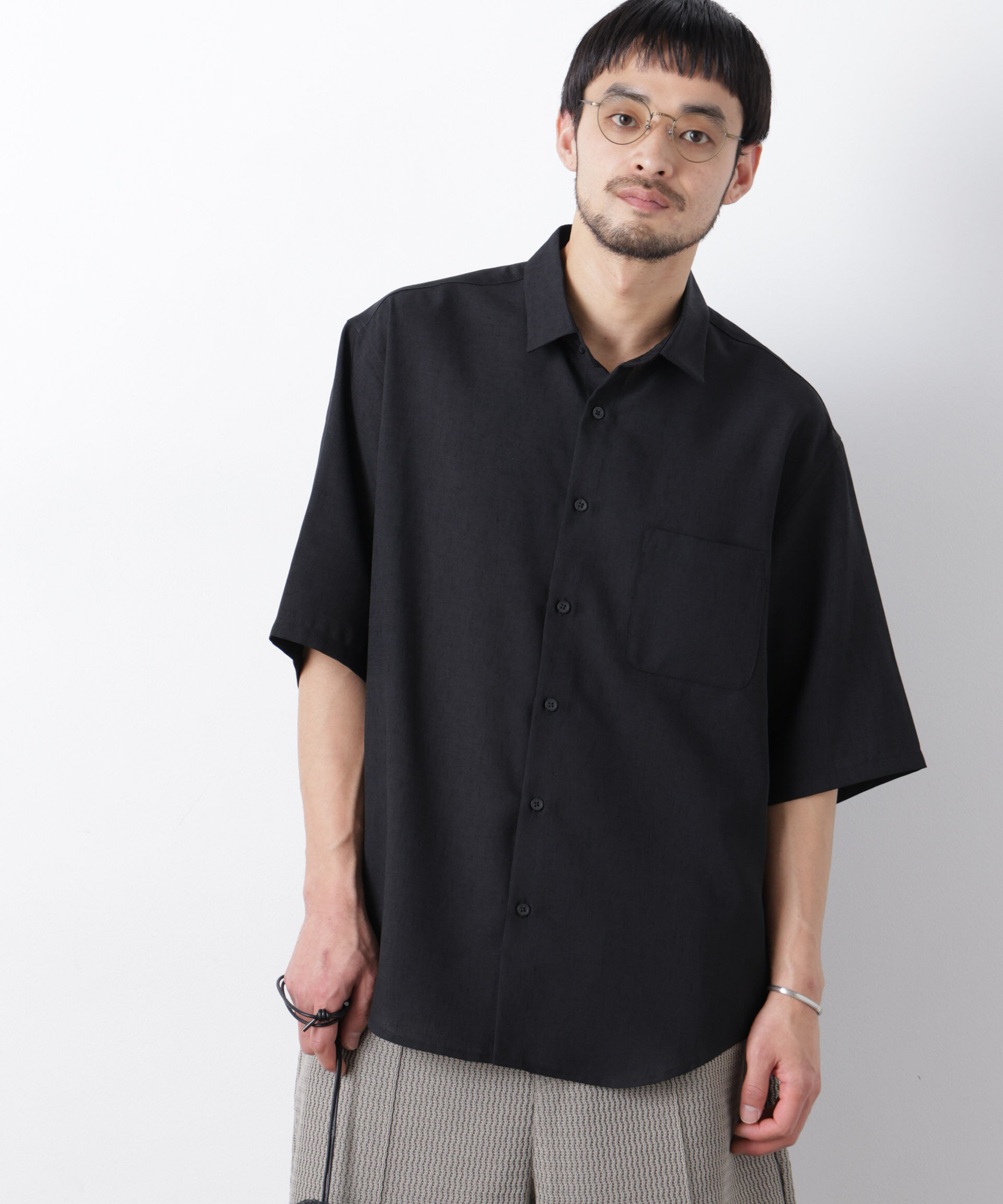 nano･universe「テックリネンシャツ 半袖(セットアップ可)」|シャツ・ブラウス|