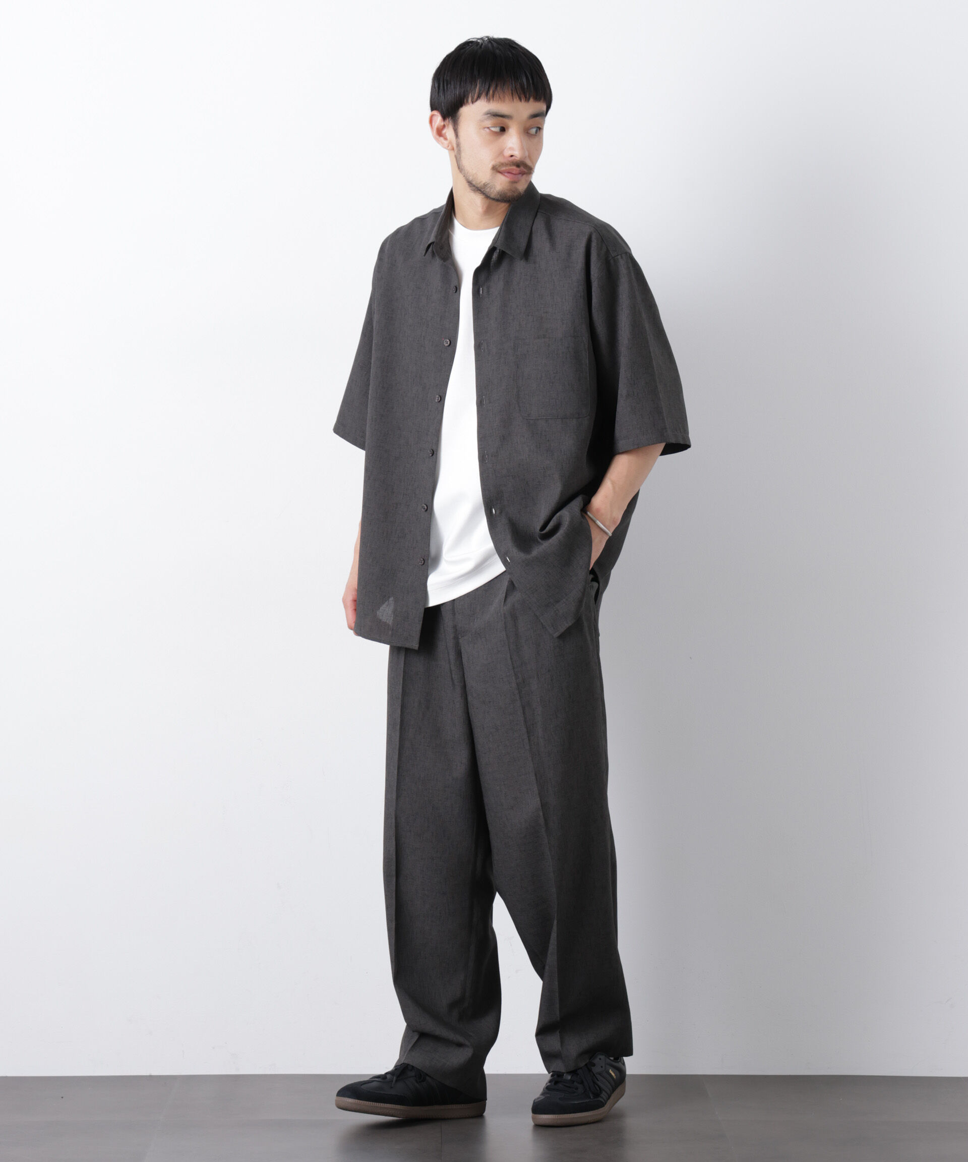 nano･universe「テックリネンシャツ 半袖(セットアップ可)」|シャツ・ブラウス|