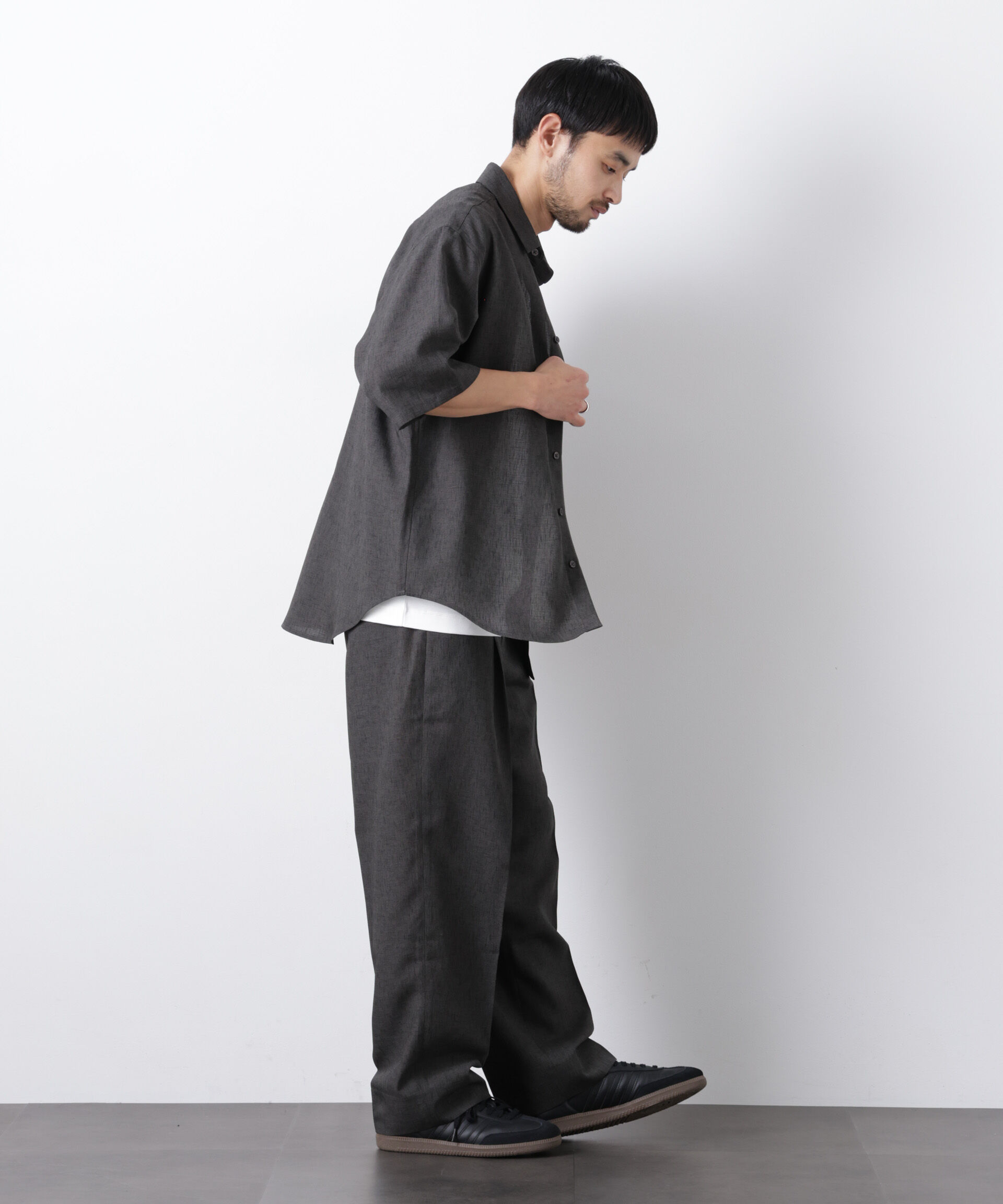 nano･universe「テックリネンシャツ 半袖(セットアップ可)」|シャツ・ブラウス|