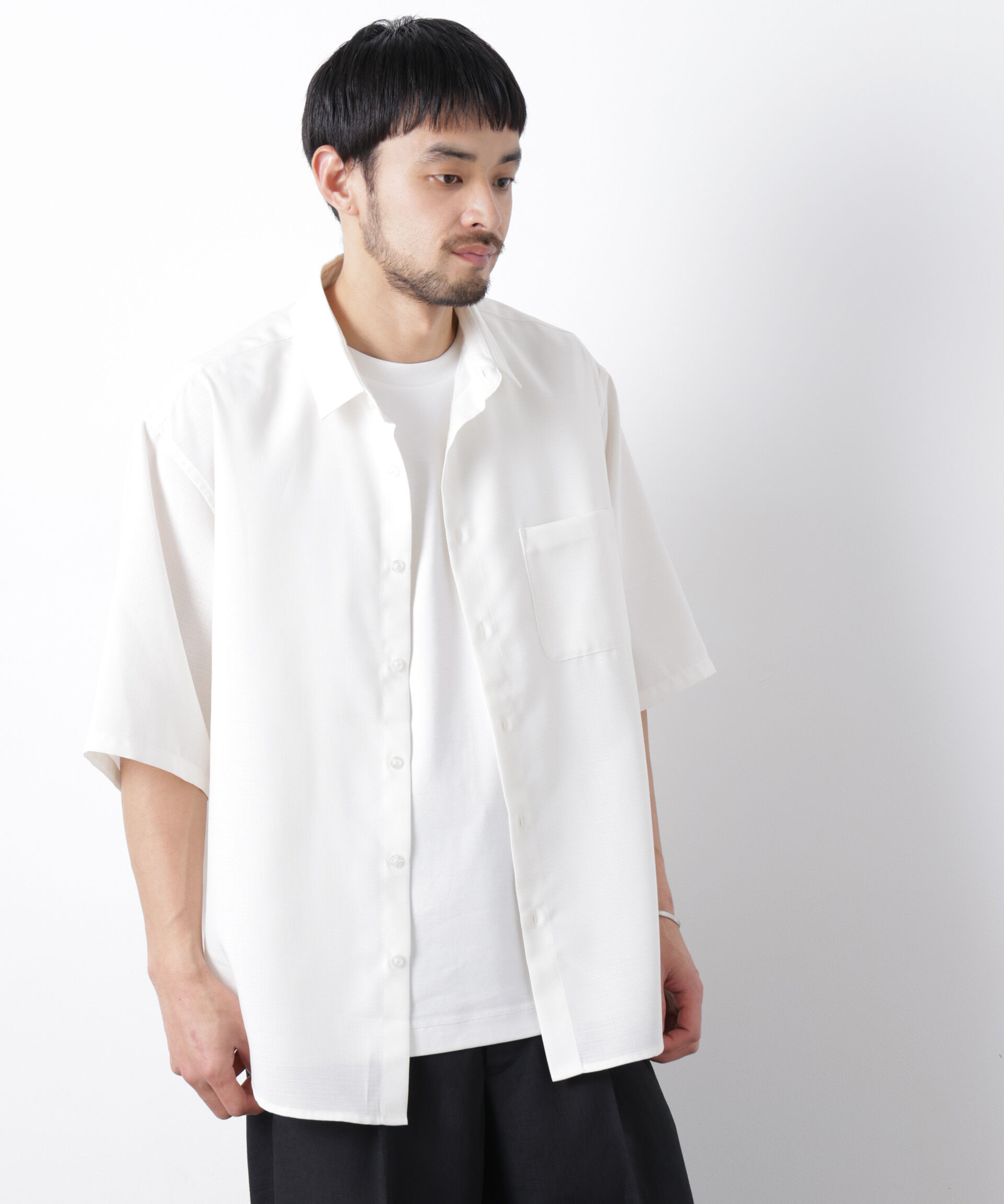 nano･universe「テックリネンシャツ 半袖(セットアップ可)」|シャツ・ブラウス|