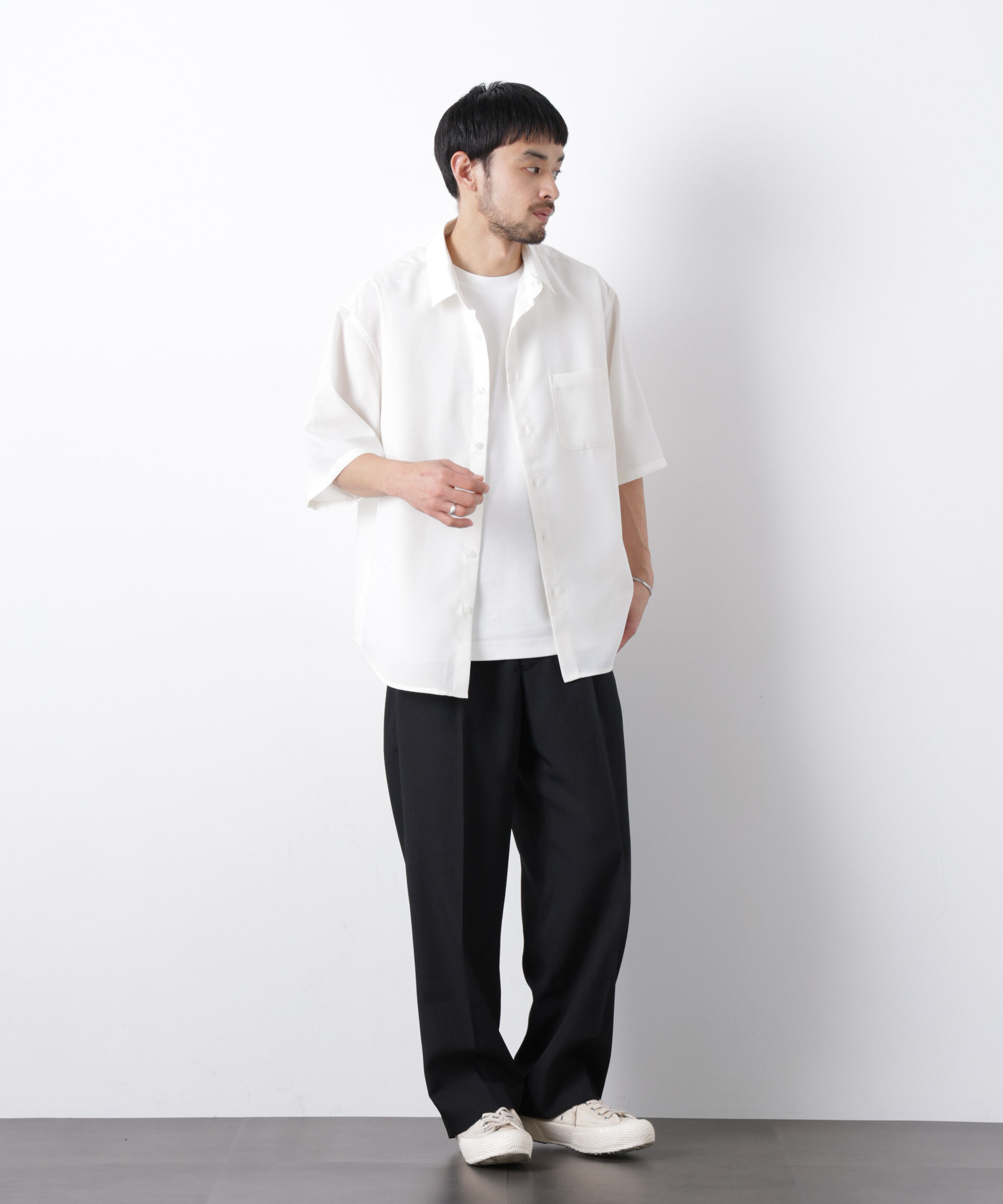 nano･universe「テックリネンシャツ 半袖(セットアップ可)」|シャツ・ブラウス|