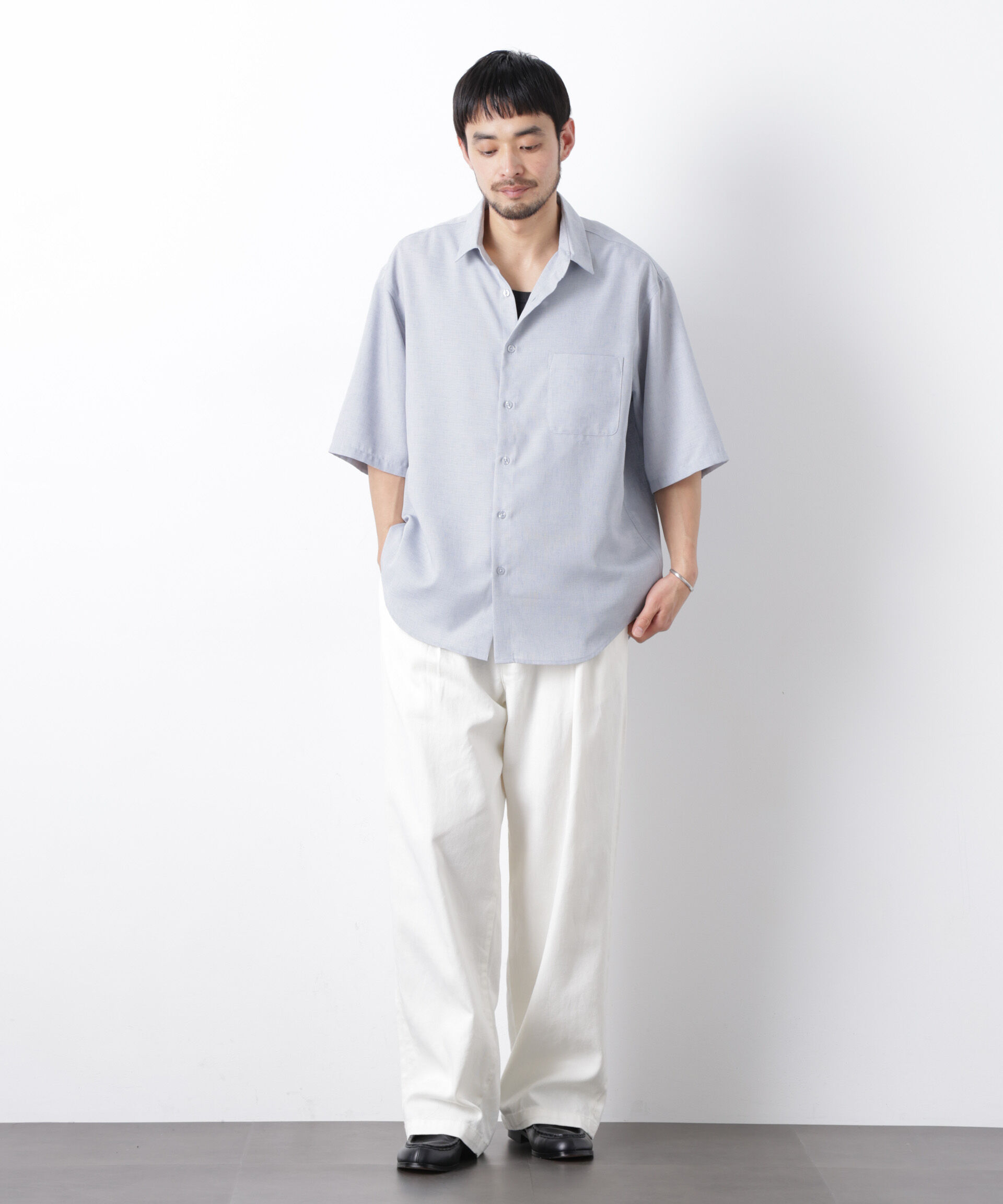 nano･universe「テックリネンシャツ 半袖(セットアップ可)」|シャツ・ブラウス|