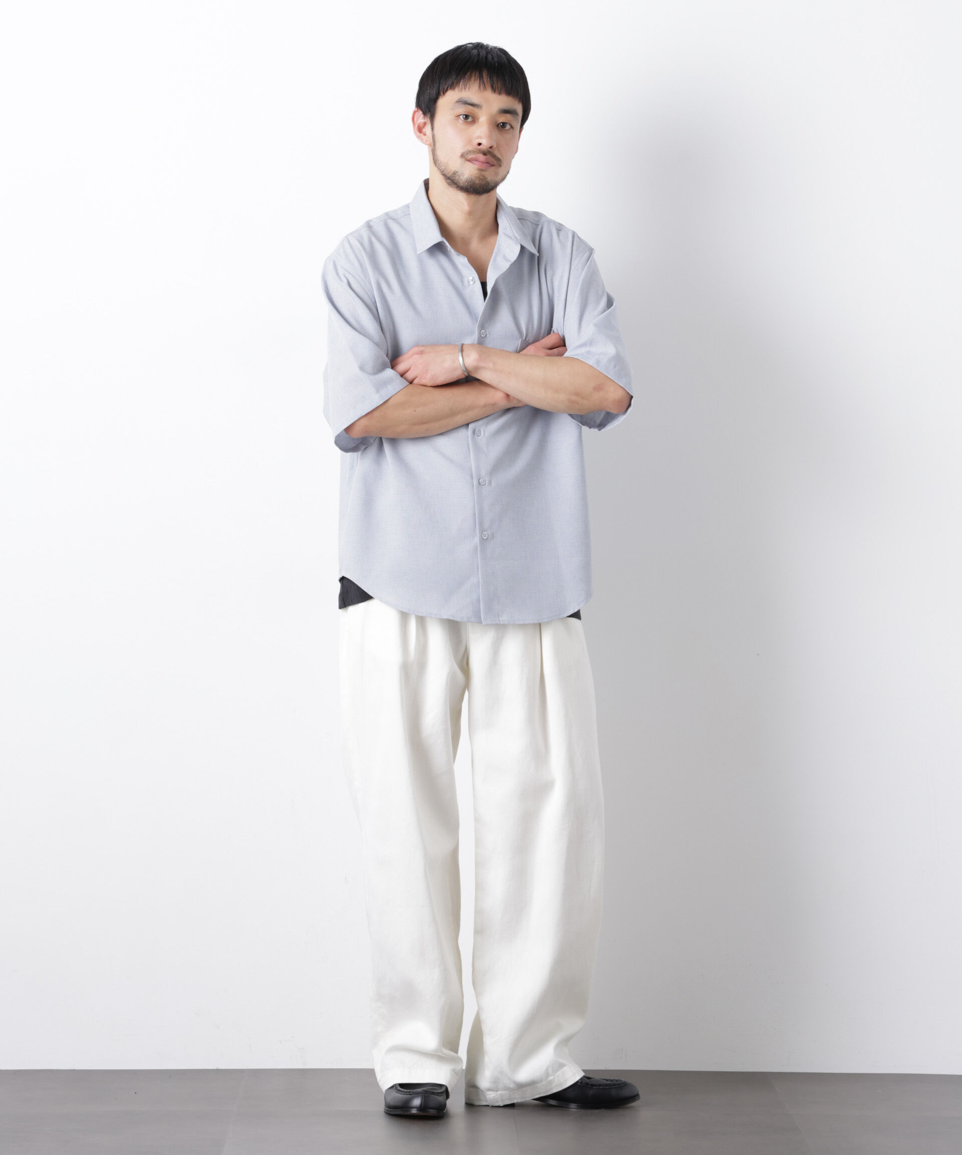 nano･universe「テックリネンシャツ 半袖(セットアップ可)」|シャツ・ブラウス|