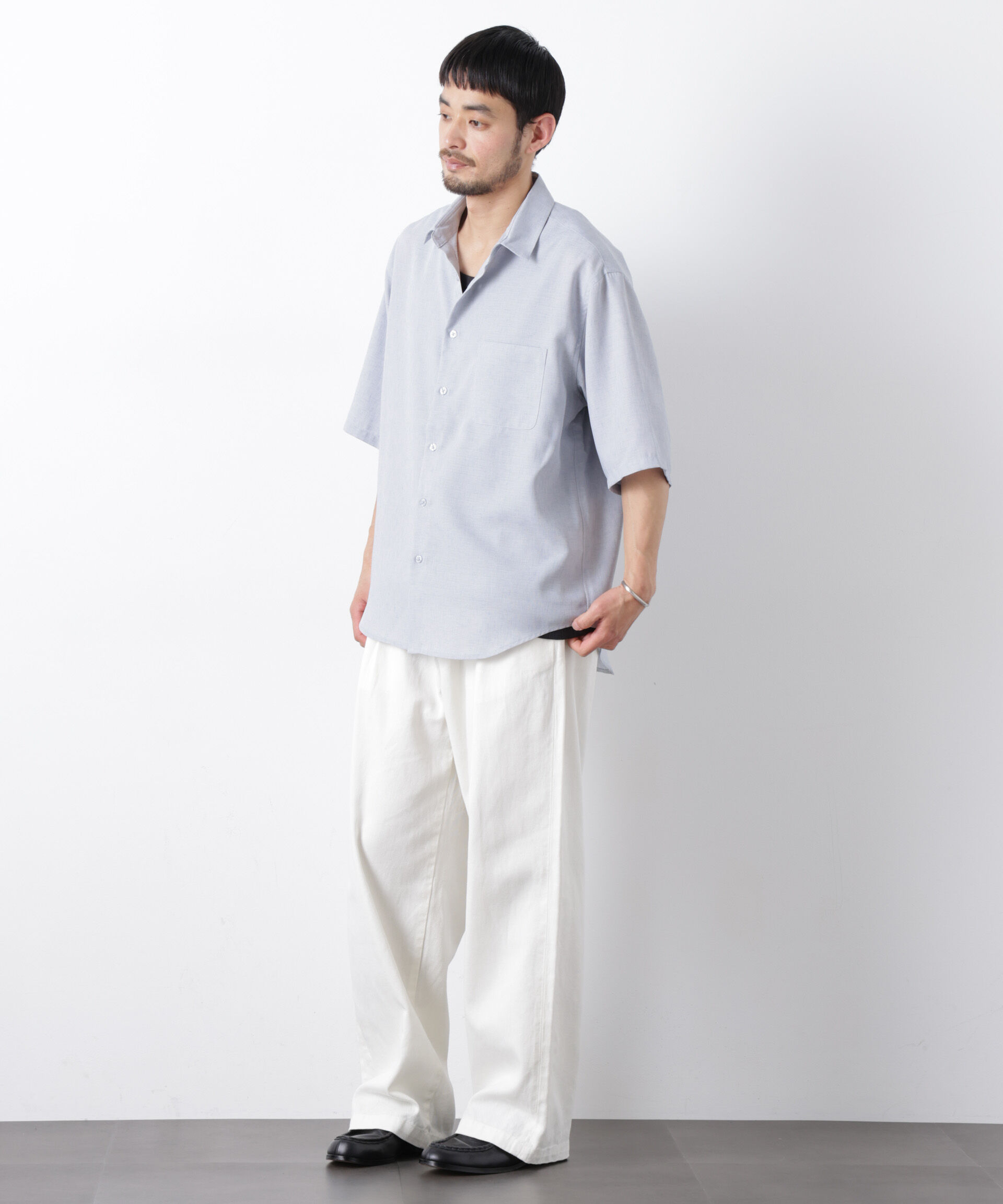 nano･universe「テックリネンシャツ 半袖(セットアップ可)」|シャツ・ブラウス|