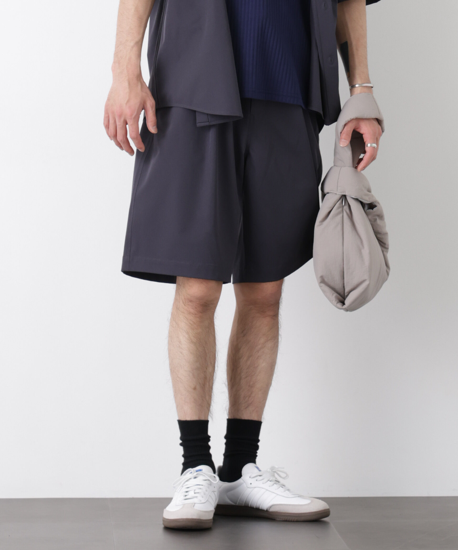 nano･universe「ライトウェイトストレッチ ショートパンツ（セットアップ可）」|チノ|グレー