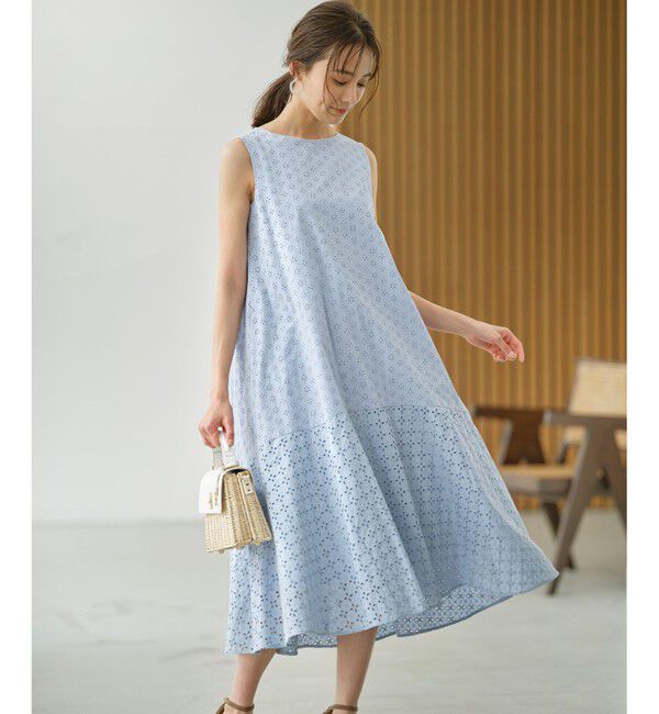 組曲「【WEB限定】エンブロイダリーレース ノースリーブワンピース」|ワンピース|サックス系9