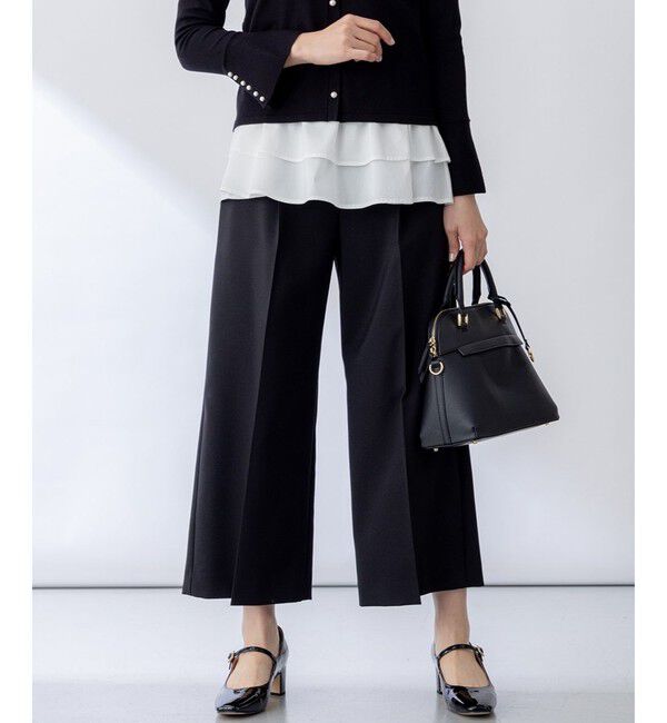 組曲「【ストレッチ・イージーケア】オシャクロス ガウチョパンツ」|その他|ブラック系