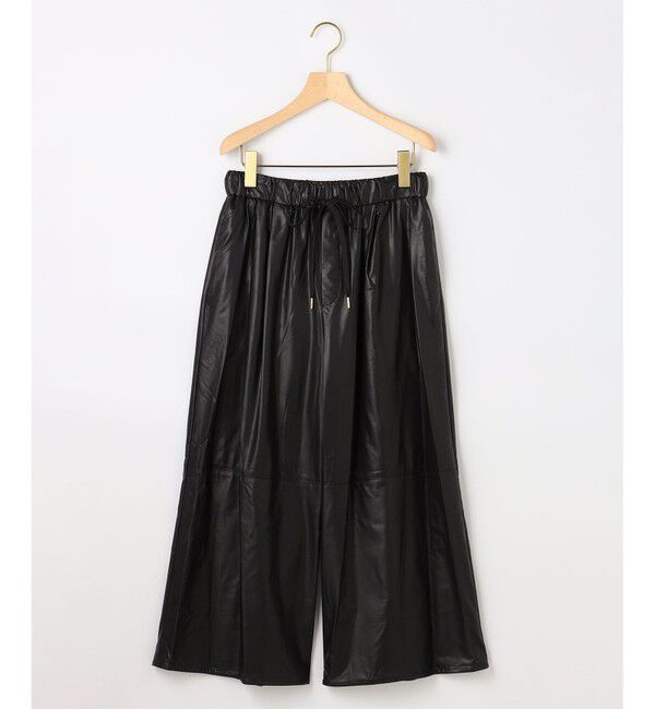 組曲「レザーライク  クロップド ドロストワイドパンツ」|その他|ブラック系