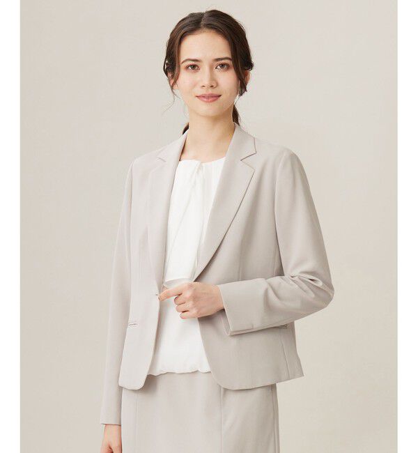 自由区「【セットアップ対応・UVカット・接触冷感・洗える】ライトストレッチテーラード ジャケット」|テーラードジャケット|ベージュ