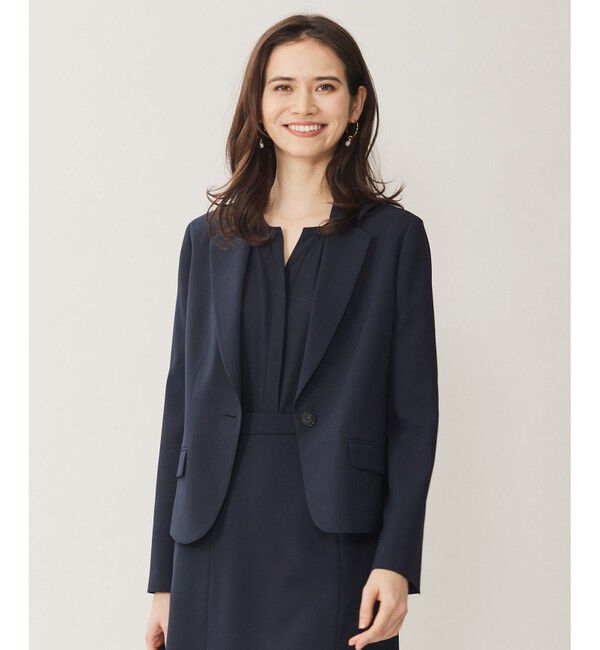自由区「【セットアップ対応・UVカット・接触冷感・洗える】ライトストレッチテーラード ジャケット」|テーラードジャケット|ネイビー