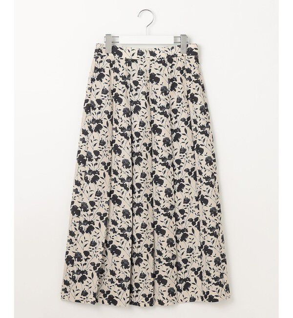 自由区「【洗える】リネンライクフラワープリント スカート」|スカート|