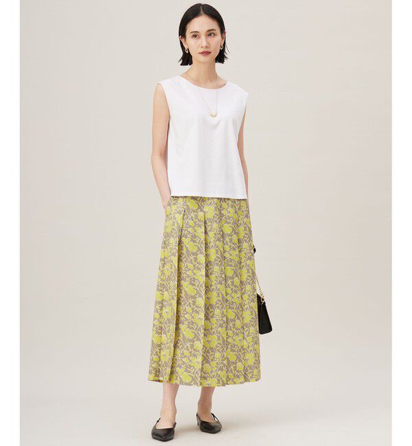 自由区「【洗える】リネンライクフラワープリント スカート」|スカート|