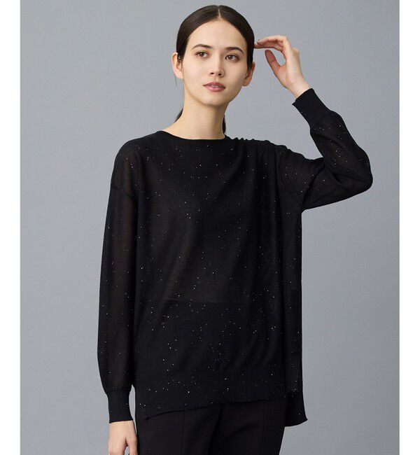 自由区「【カタログ掲載】ファインゲージスパングルプルオーバー ニット」|ニット・セーター|ブラック