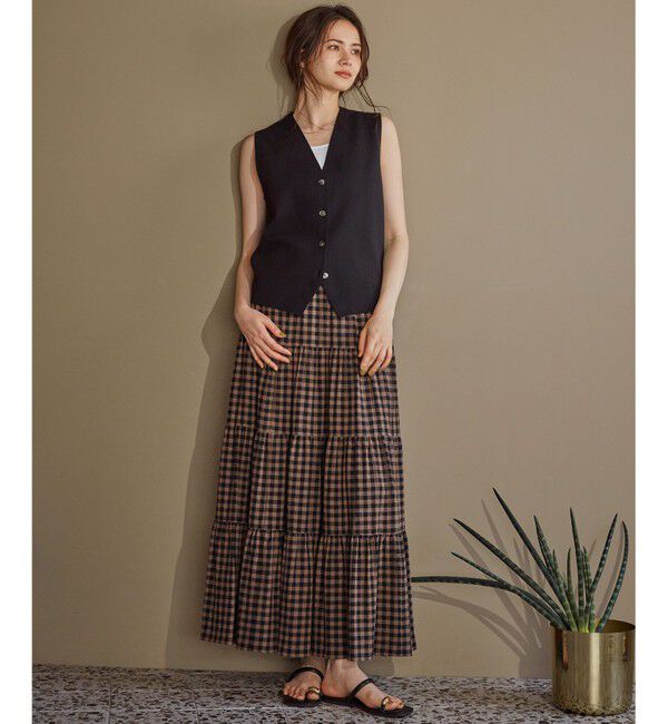 23区「【SLOW/一部店舗限定】ブライトリネン  ティアード スカート」|スカート|