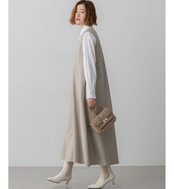 23区「ラメミックスツイード Vネックワンピース」|ワンピース|