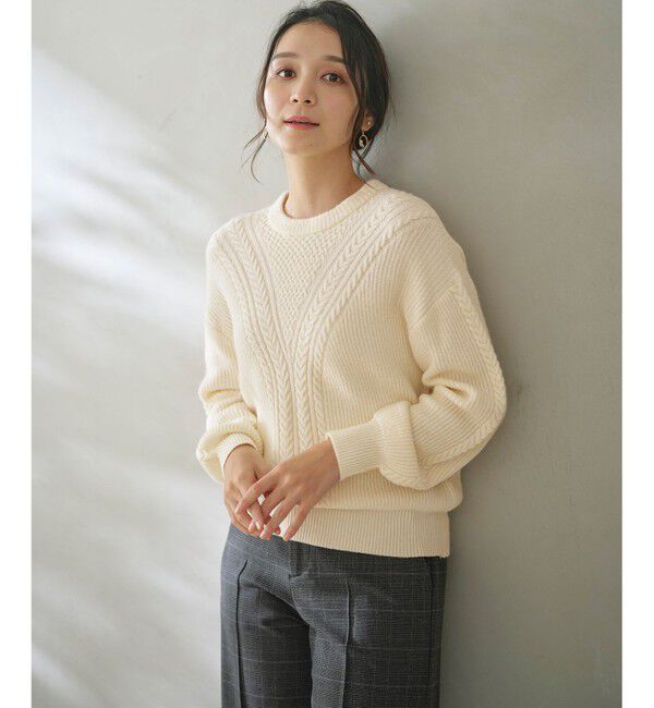 any SiS「【洗える】フロントケーブルポイントアンゴラブレンド ニット」|ニット・セーター|