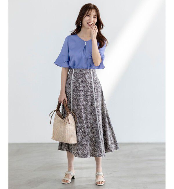 ANY SIS「【接触冷感・UVカット・速乾】スムージーポリエステル フレアスリーブ ブラウス」|シャツ・ブラウス|