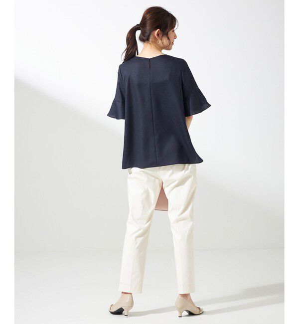 ANY SIS「【接触冷感・UVカット・速乾】スムージーポリエステル フレアスリーブ ブラウス」|シャツ・ブラウス|