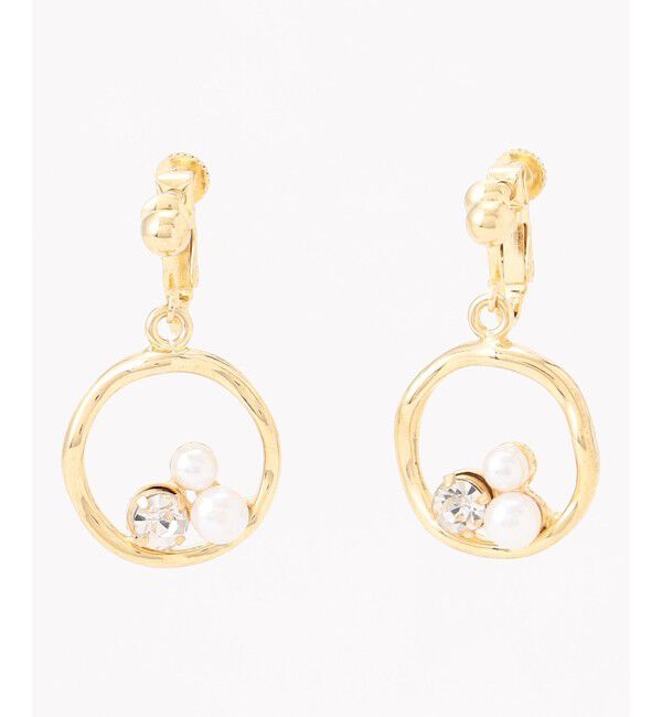 ANY SIS「フープパール調ストーン イヤリング」|イヤリング|ゴールド