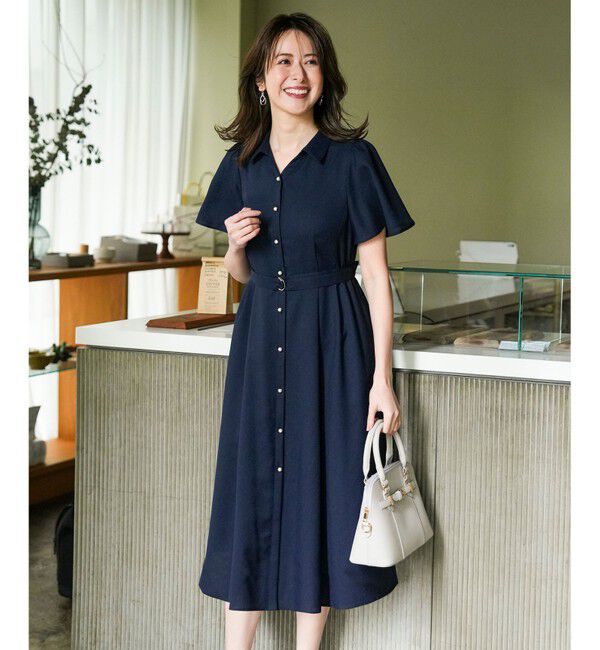 ANY SIS「スムージーポリエステル ワンピース」|ワンピース|ネイビー