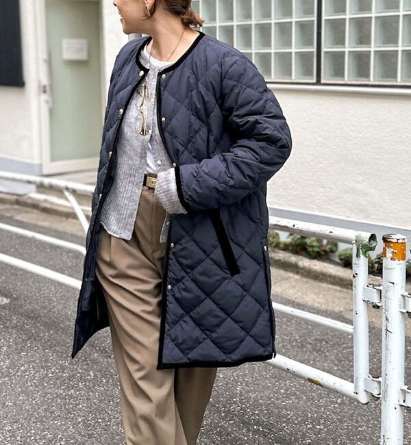 NOLLEY'S「【TAION&times;LIMONTA】別注ベロアパイピングロングダウン」|ダウン|ネイビー