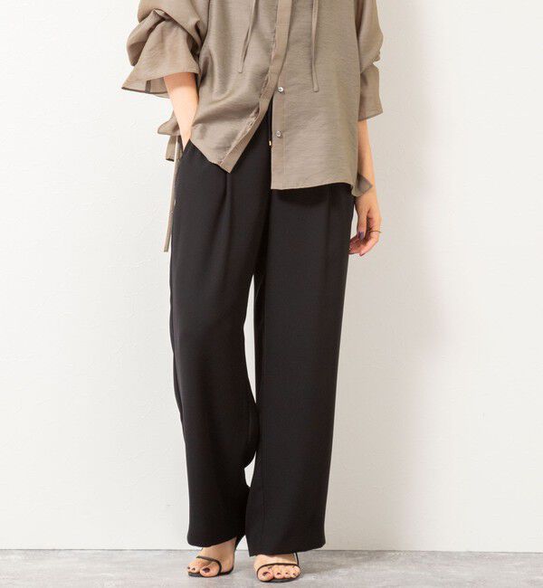NOLLEY'S sophi「《セットアップ対応》ウォッシャブルダブルクロスサテンイージーワイドパンツ」|その他|ブラック