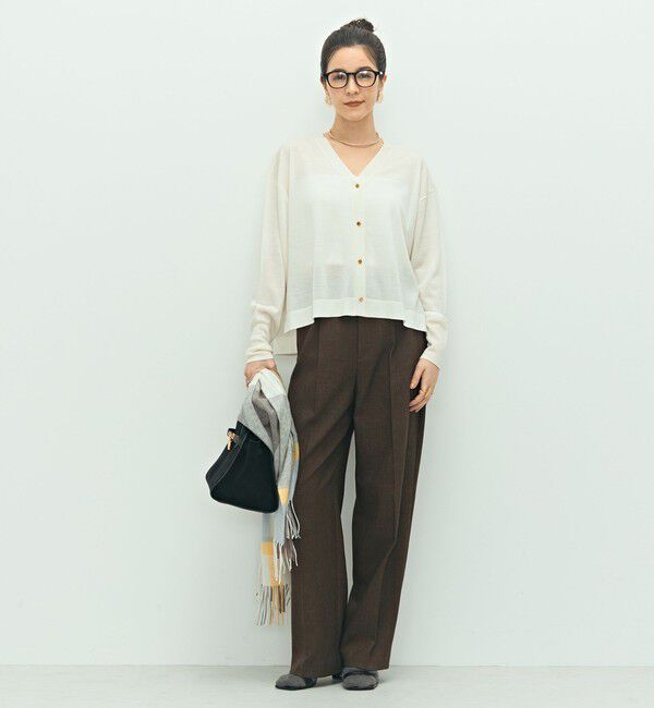 NOLLEY'S「《手洗い可能》《アンサンブル対応》18G天竺ゆったりVネックカーディガン」|カーディガン|