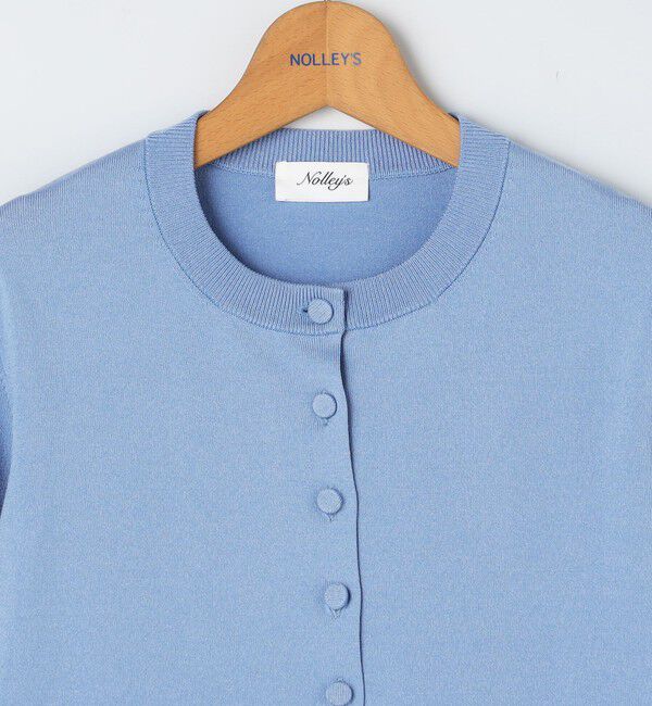 NOLLEY'S「《手洗い可能》くるみ釦シアークルーネックカーディガン」|カーディガン|