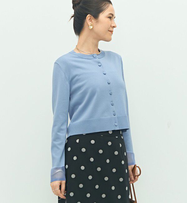 NOLLEY'S「《手洗い可能》くるみ釦シアークルーネックカーディガン」|カーディガン|