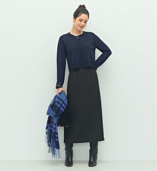 NOLLEY'S「《手洗い可能》くるみ釦シアークルーネックカーディガン」|カーディガン|