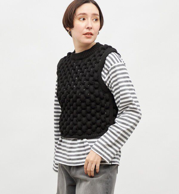 Laraaji「《手洗い可能》3D柄ベスト」|ベスト・ジレ|ブラック