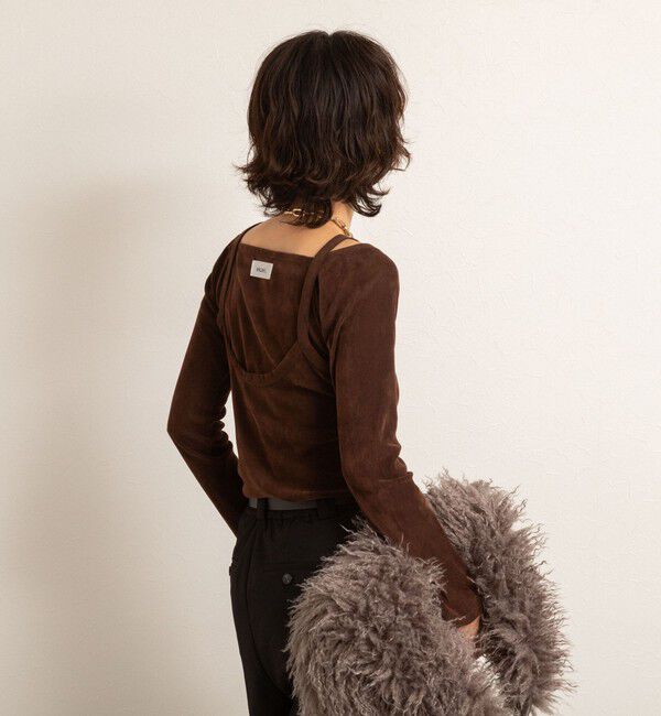 MAQWEL「【MAQWEL/マクウェル】ウォッシャブルベロアレイヤードトップス」|Tシャツ・カットソー|