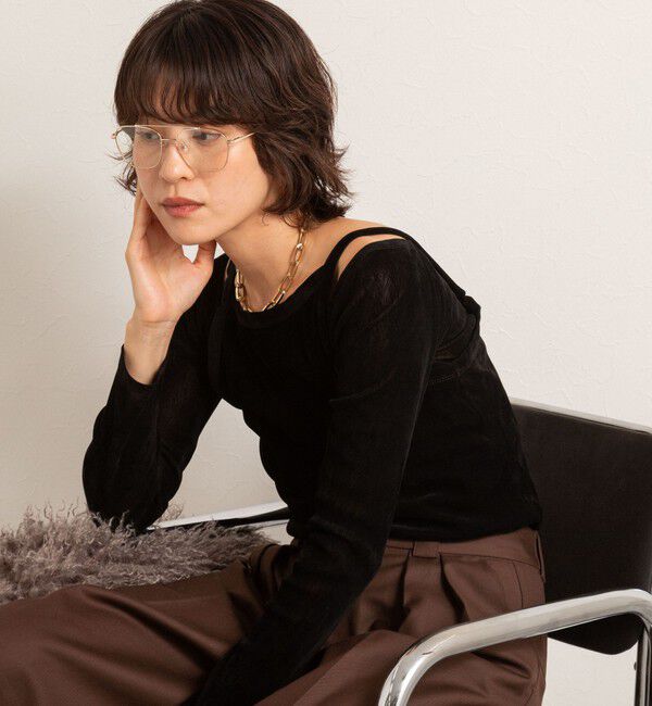 MAQWEL「【MAQWEL/マクウェル】ウォッシャブルベロアレイヤードトップス」|Tシャツ・カットソー|