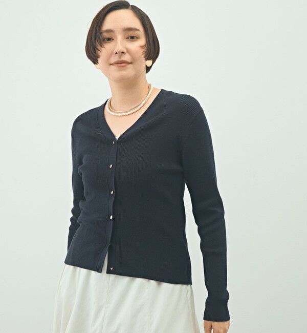 NOLLEY'S「《手洗い可能》リブ斜め柄Vネックカーディガン」|カーディガン|