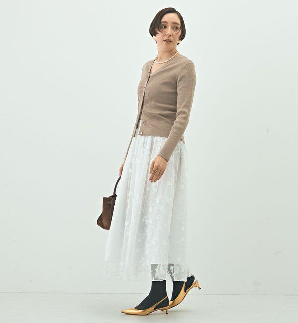 NOLLEY'S「《手洗い可能》リブ斜め柄Vネックカーディガン」|カーディガン|